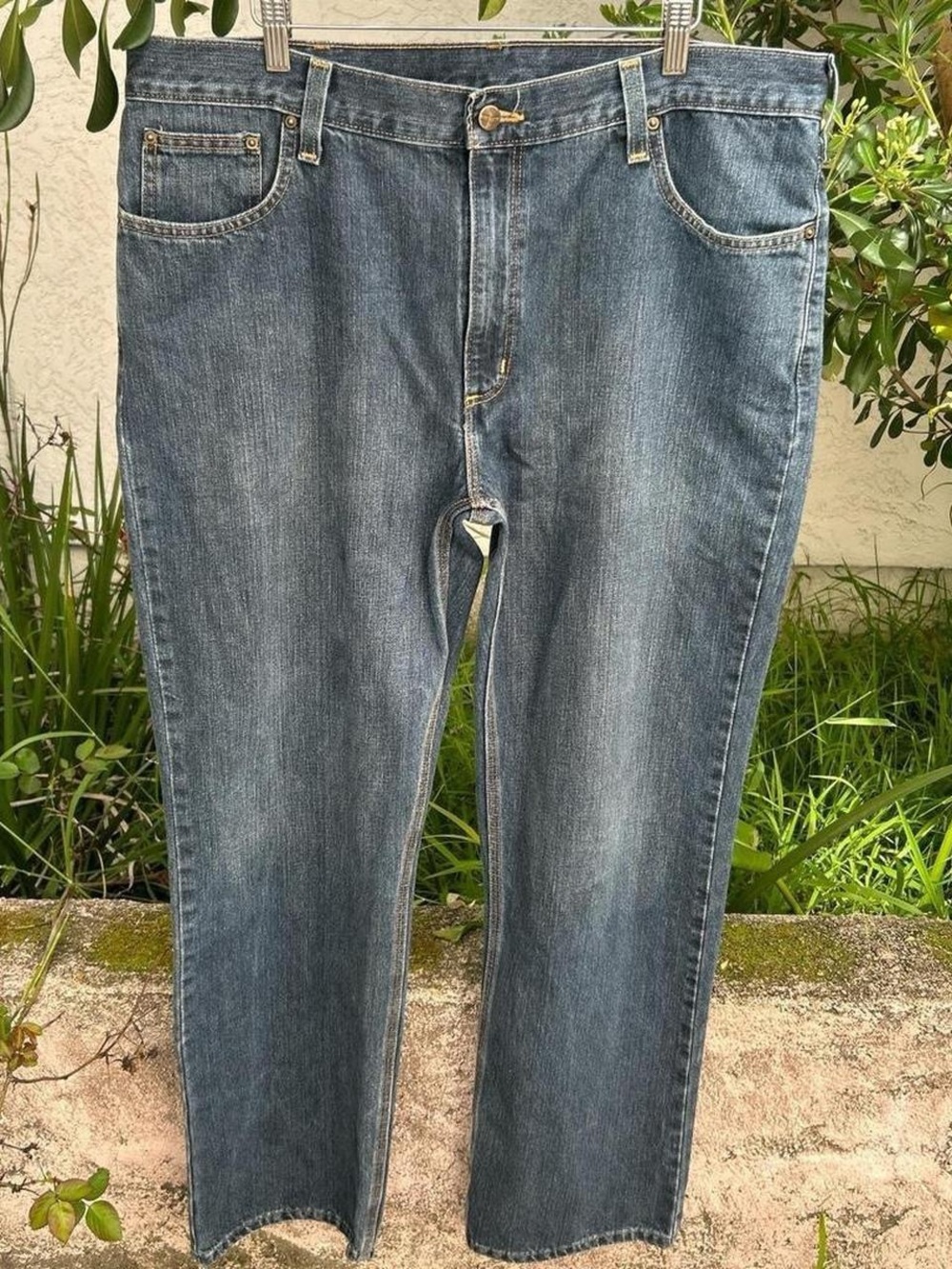 2019 Carhartt Relaxed Fit Jeans 38x32 Blue Straight Leg Denim Work Pants